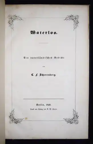 Scherenberg, Waterloo - Hahn 1849 - NAPOLEON BEFREIUNGSKRIEGE