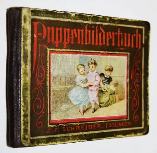 Puppenbilderbuch. 7 muntere Kinderscenen. Schreiber 1877 MINIATURBUCH