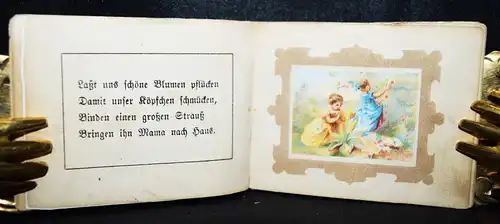 Puppenbilderbuch. 7 muntere Kinderscenen. Schreiber 1877 MINIATURBUCH