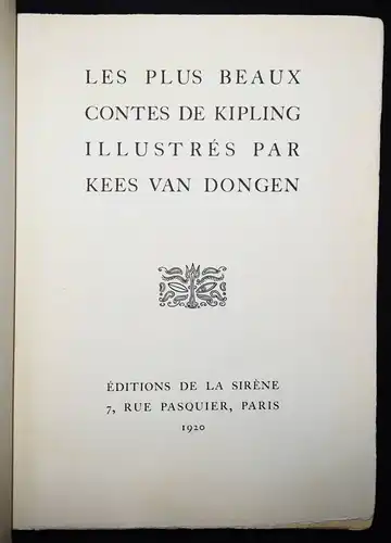 Kipling, Les plus beaux contes NUMMERIERT 1/250 Ex. - Kees van Dongen