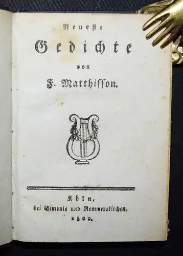 Matthisson, Neueste Gedichte - 1800 - ERSTE AUSGABE