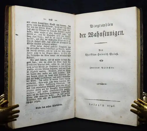 Spiess, Biographien der Wahnsinnigen - 1796 SUIZID SELBSTMORD TRIVIALLITERATUR