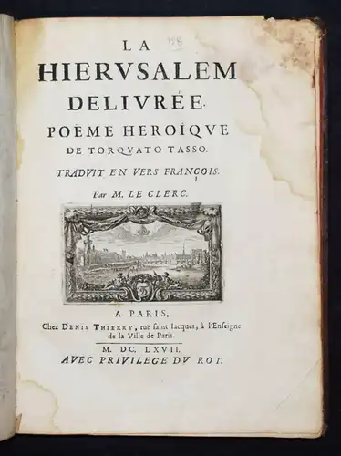 Tasso, La Hierusalem delivree - 1667 BAROCK BAROCKLITERATUR