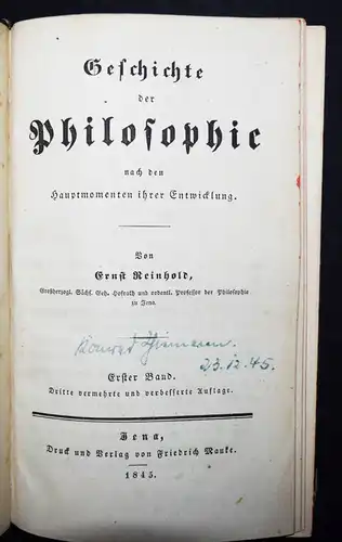 Reinhold, Geschichte der Philosophie nach den Hauptmomenten...Mauke 1845