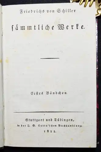 Schiller, Sämmtliche Werke. Cotta 1822-1826 GESAMTAUSGABE