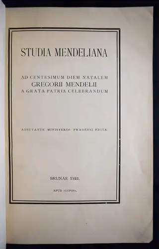 Mendel – Studia Mendeliana - Mendel 1923 BOTANIK GENETIK BOTANY