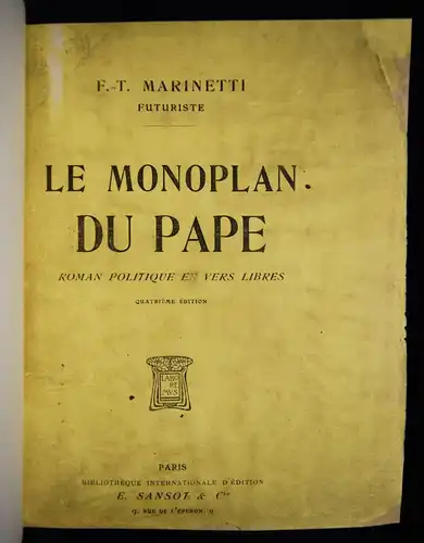 Marinetti, Le monoplan du Pape - 1912 AVANTGARDE FUTURISMUS