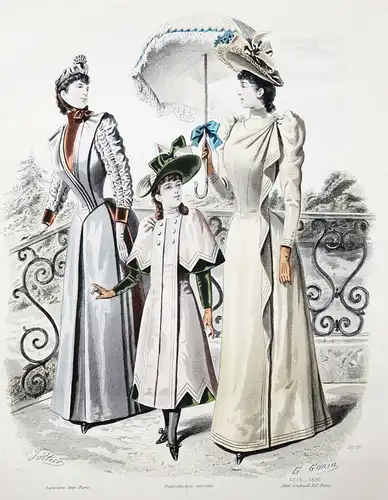 MODE-ZEITSCHRIFT 1890 SCHÖNE HANDKOLORIERTE TAFELN Goubaud, Revue de la mode