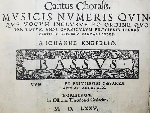 KIRCHENMUSIK RENAISSANCE 1575  äußerst selten ! - Knöfel, Cantus choralis