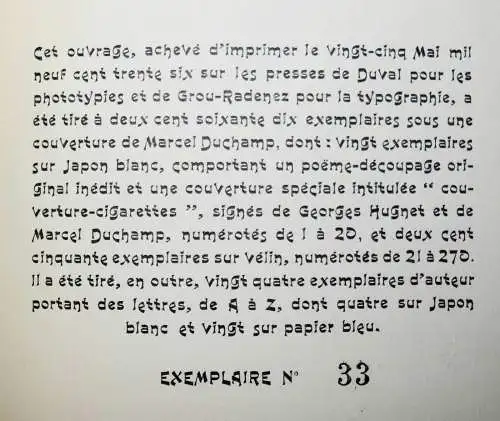 Hugnet - Marcel Duchamp, La septieme face du de 1936  - Surrealism - Surrealisme