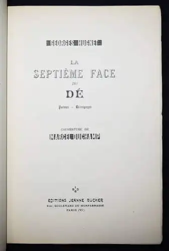 Hugnet - Marcel Duchamp, La septieme face du de 1936  - Surrealism - Surrealisme