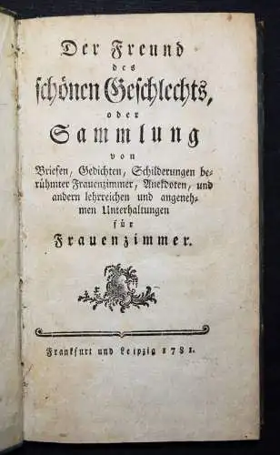 Escherich, Der Freund des schönen Geschlechts - 1781 FRAUEN WOMEN