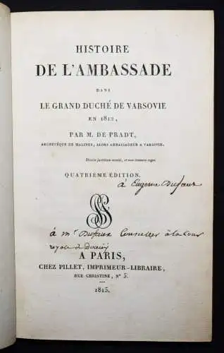 Napoleon I. – Pradt, Histoire de l’ambassade - 1815 POLEN