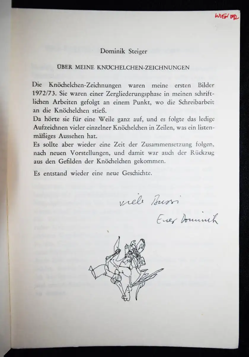 Steiger, Über meine Knöchelchen-Zeichnungen 1982 SIGNIERT WIENER AKTIONISMUS