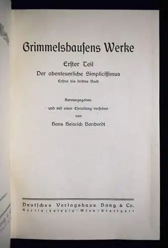 Grimmelshausen, Werke - 1921 GESAMTAUSGABE