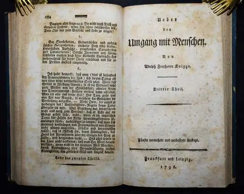 Knigge. Ueber den Umgang mit Menschen - 1796 SOZIOLOGIE POLITIK