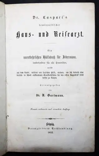 Caspari, Dr. Caspari’s homöopathischer Haus- und Reisearzt - 1853 HOMÖOPATHIE