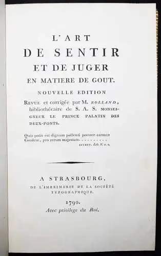 Seran de la Tour, L’ art de sentir et de juger en matiere de gout 1790 ÄSTHETIK