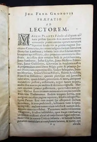 Plautus, Comoediae - 1664 ALTPHILOLOGIE KOMÖDIE KOMÖDIEN THEATER THEATERSTÜCKE