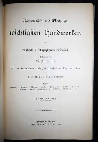 Streich u. Gerstenberg, Arbeitsstätten und Werkzeuge...Schreiber 1885 BERUFE