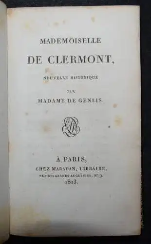 Genlis, Mademoiselle de Clermont - 1813 -  Adrian Godefrof - A. Desenne