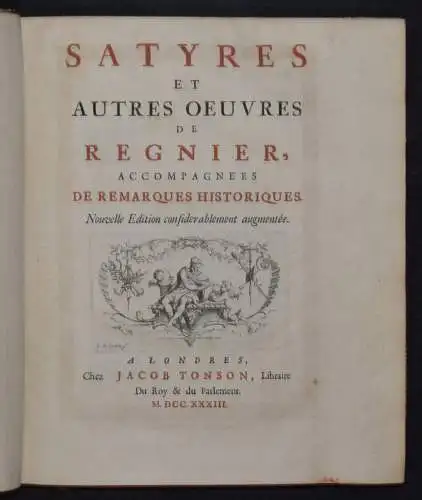 Regnier, Satyres et autres oeuvres - 1733 SATIRE SATIREN