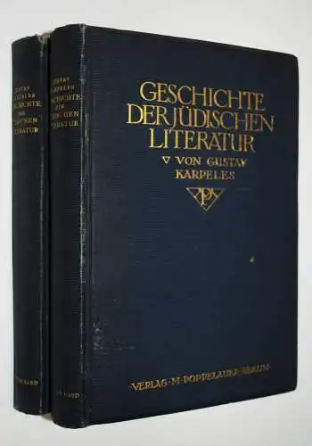 Karpeles, Geschichte der jüdischen Literatur. Poppelauer 1909 JUDAICA JUDEN