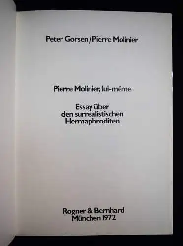 Gorsen, Pierre Molinier, lui-même - 1972 ERSTE AUSGABE 1/2000 EROTIC SURREALISM
