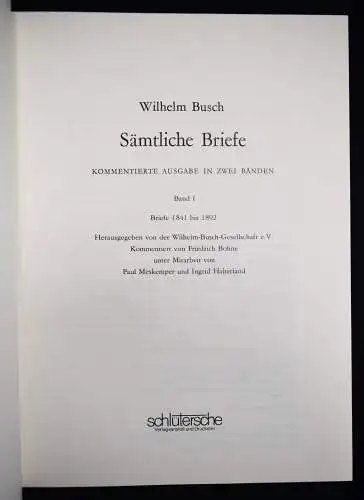 Busch, Sämtliche Briefe. Schlütersche Verlagsanstalt 1982