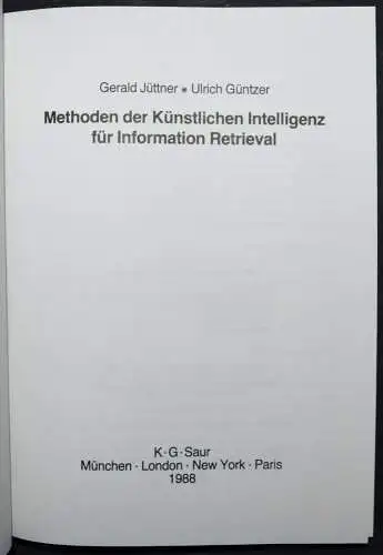 KYBERNETIK KÜNSTLICHEN INTELLIGENZ FÜR INFORMATION RETRIEVAL - 1988 - G. JÜTTNER