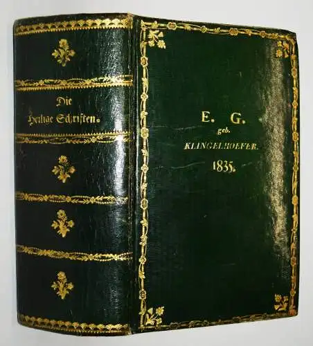 PRACHTVOLLER BIEDERMEIER-EINBAND (1835) MIT ORIG.-SCHUBER BIBEL GESANGBUCH