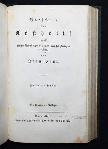 Jean Paul. Vorschule der Aesthetik. Gräffer & Härter 1815 - ÄSTHETIK