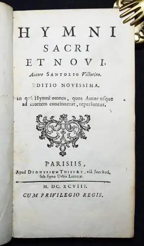 Santolio, Hymni sacri et nova - 1698 KIRCHENMUSIK HYMNEN NEO LATIN NEULATEIN