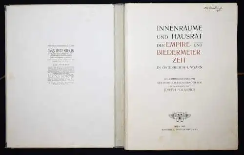 Folnesics, Innenräume und Hausrat der Empire- und Biedermeierzeit BIEDERMEIER