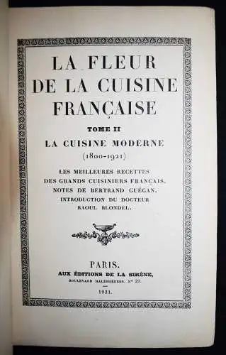 Guegan, fleur de la cuisine francaise - 1921 ERSTE AUSGABE KOCHBUCH KOCHEN