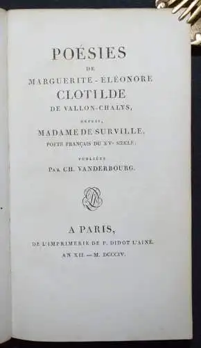 Surville, Poesies de Marguerite-Eleonore Clotilde de Vallon-Chalys