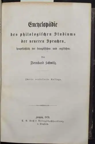 Encyclopädie des philologischen Studiums der neueren Sprachen  - Schmitz