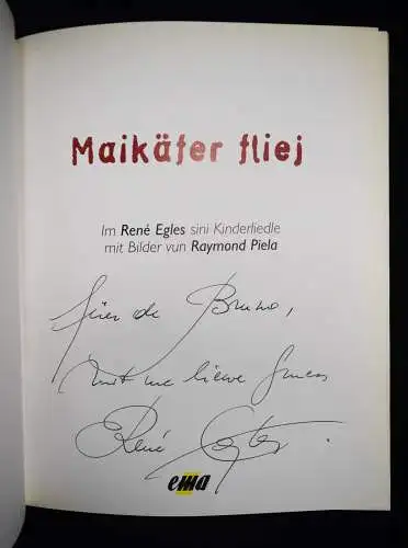 Egles, Maikäfer fliej - 1995 WIDMUNG AN BRUNO HAIN - MUNDART ELSASS Elsaß