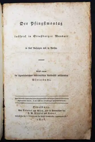 Arnold, Der Pfingstmontag - 1816 THEATERSTÜCKE ELSASS Elsaß MUNDART