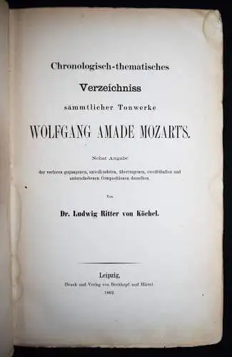 MOZART WERKVERZEICHNIS RAISONNE Köchel, Chronologisch-thematisches Verzeichnis…