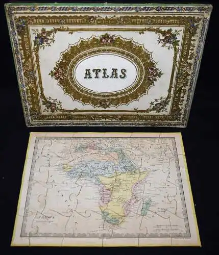 GEOGRAPHIE-PUZZLE-ATLAS - 1860 KOLORIERTE STAHLSTICHKARTEN