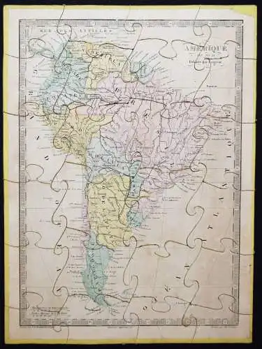 GEOGRAPHIE-PUZZLE-ATLAS - 1860 KOLORIERTE STAHLSTICHKARTEN