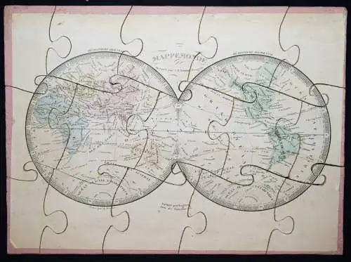 GEOGRAPHIE-PUZZLE-ATLAS - 1860 KOLORIERTE STAHLSTICHKARTEN