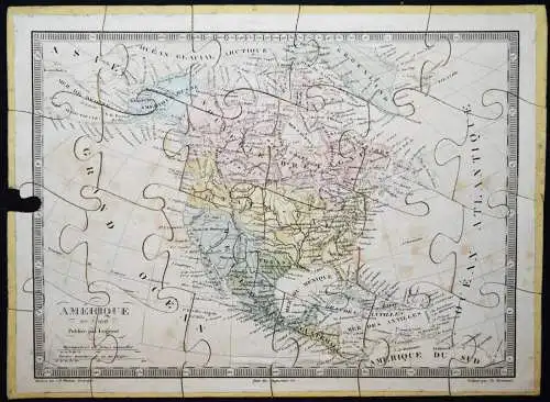 GEOGRAPHIE-PUZZLE-ATLAS - 1860 KOLORIERTE STAHLSTICHKARTEN