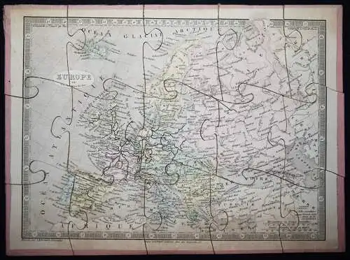 GEOGRAPHIE-PUZZLE-ATLAS - 1860 KOLORIERTE STAHLSTICHKARTEN