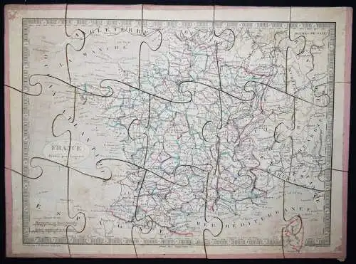 GEOGRAPHIE-PUZZLE-ATLAS - 1860 KOLORIERTE STAHLSTICHKARTEN