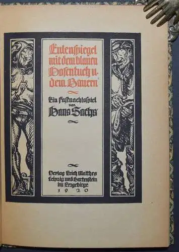 Sachs, Hans. Fastnachtsspiele - 10 Bände - 1919-1921