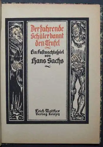 Sachs, Hans. Fastnachtsspiele - 10 Bände - 1919-1921