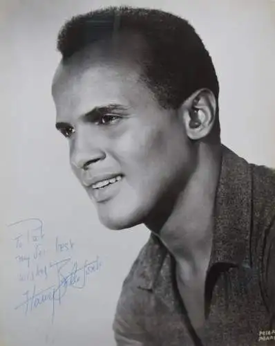 Belafonte, ORIG.-PHOTOGRAPHIE SIGNED INSCRIBED DEDICATION  + VINYL