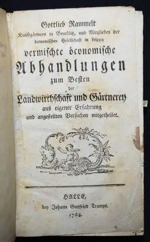 Rammelt, Abhandlungen...Landwirthschaft und Gärtnerey 1771 GARTENBAU GÄRTNEREI